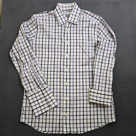 Charles Tyrwhitt Men 16 33 White Check French Cuff Slim Fit Dress Shirt - Picture 1 of 12